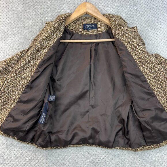 Jones New York Signature Womens Boucle Tweed Blazer Tan Brown Classic Petite Sma - Picture 8 of 16